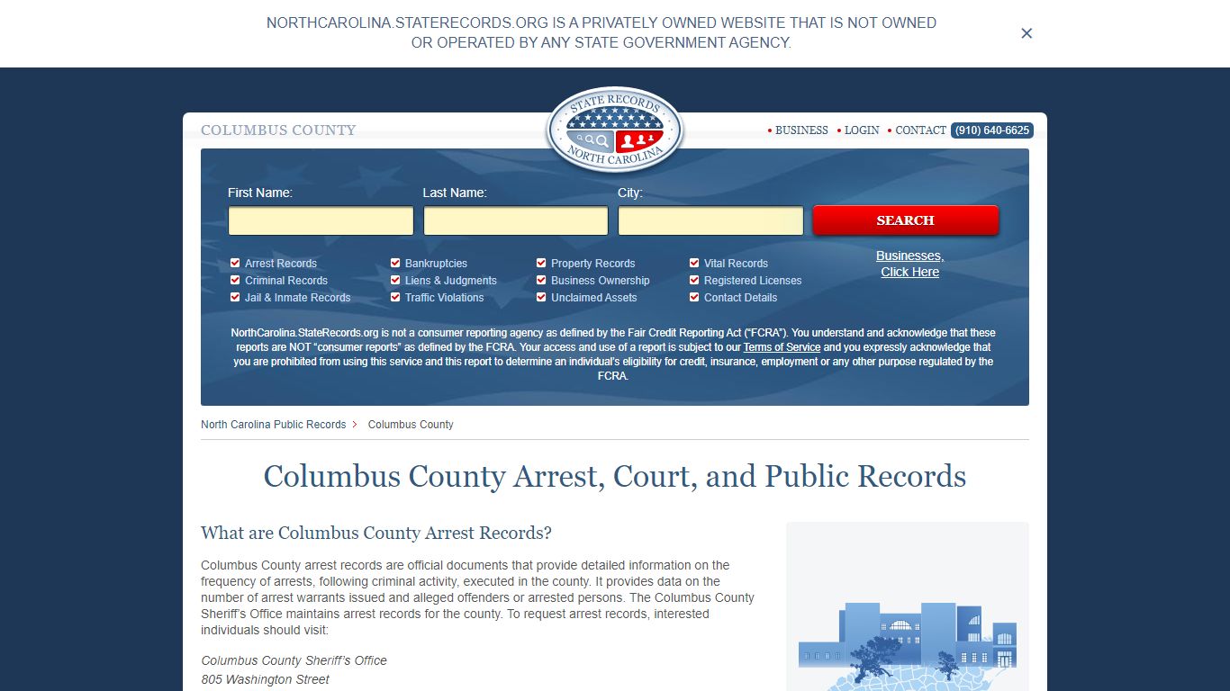 Columbus County Arrest, Court, and Public Records